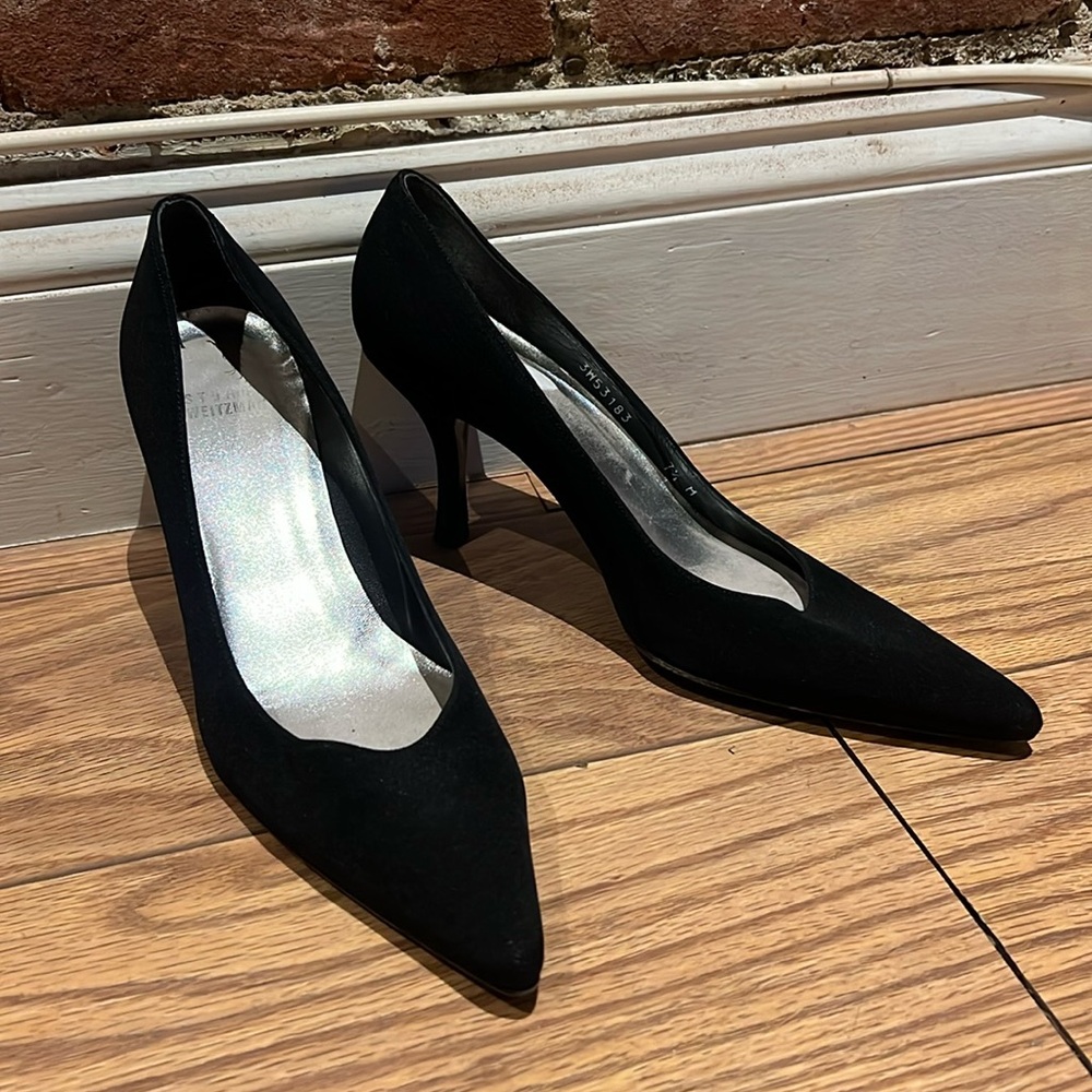 Stuart Weitzman, black kitten heel